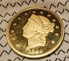 1849 $20 Gold Plated Liberty Double Eagle Coin National Collector's - COPY