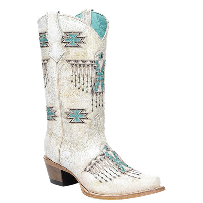 Corral Youth Girl's Freebird Graphic White Western Boot T0230