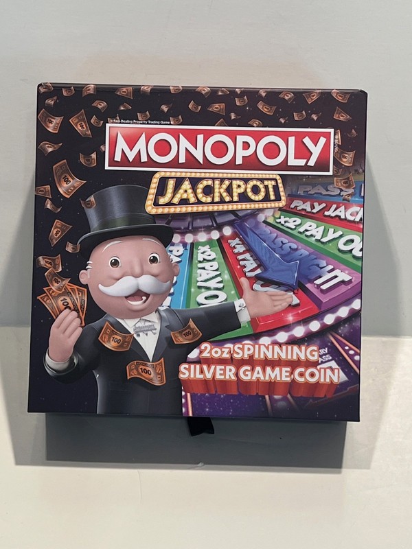 2026 MONOPOLY Jackpot 2 Oz Spinning Silver Game Coin BONUS 6 coin set INCLUDED!!