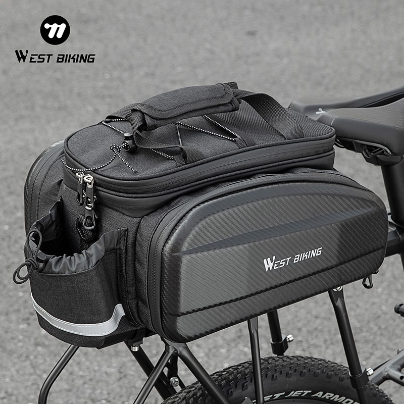 WEST BIKING Bicycle Expandable Bag Hard Shell Bike Pannier Rack Pack Carrier 31L