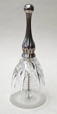 Vintage RCR Kristall Tafelglocke Ornament geschliffenes Glas versilberter Griff italienisch