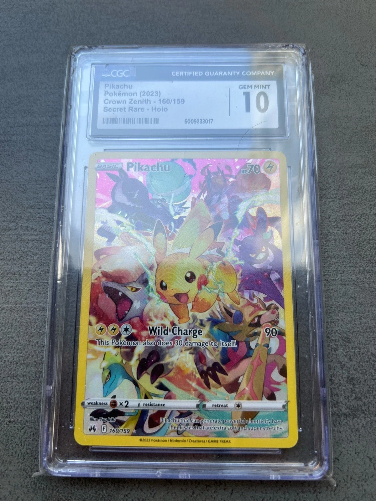 Pikachu 160/159 Crown Zenith Secret Rare Holo English 2023 CGC 10