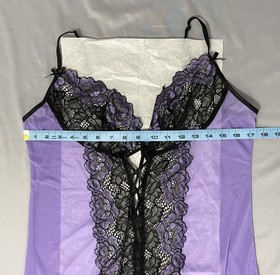 iCollection Lace Corset Back Babydoll Lingerie Flyaway Top Purple Mesh Plus 3X