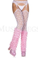 Music Legs Womens Lace ruffle layered leg warmer Halloween Costume Cosplay