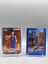 Cade Cunningham Topps Chrome Saddiq Bey Blue Prizm Optic Pistons 2 Card Lot NBA