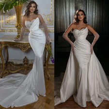 Mermaid Wedding Dresses Sweetheart Sleeveless Gowns Removable Trailer Vestidos