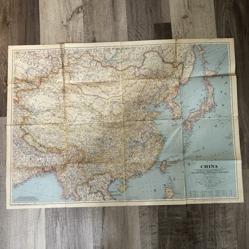 Vintage 1945 WWII Map China Chosen Korea French Indochina Siam Tannu Tuva Decor