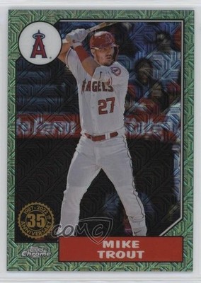 2022 Update 1987 Topps Chrome Silver Pack Series Mojo Green 78/99 Mike Trout o7m