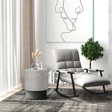 HOMCOM Concrete Finish Accent Table, Round Side Table for Indoor, Outdoor