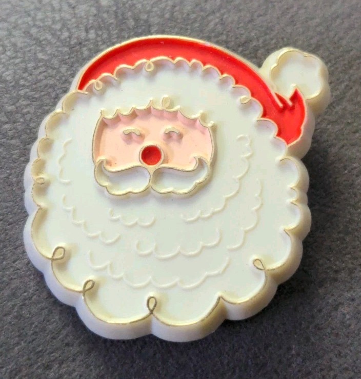Vintage Santa Pin Hallmark Christmas Brooch Holiday Plastic Face 1979