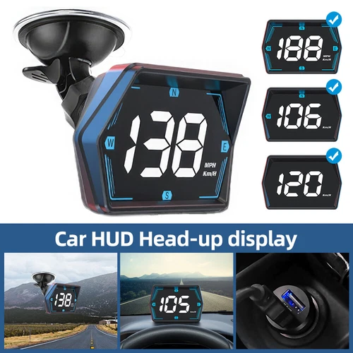 Universal Digital GPS Speedometer Car HUD Head Up Display MPH/KM Overspeed Alarm - Picture 2 of 20
