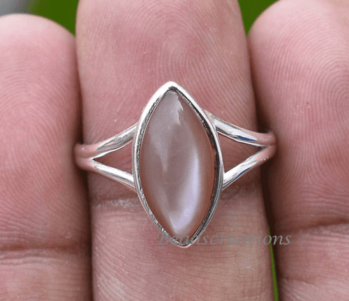Natural Peach Moonstone 925 Silver Statement Rings For Christmas Gift Sale - Picture 1 of 4