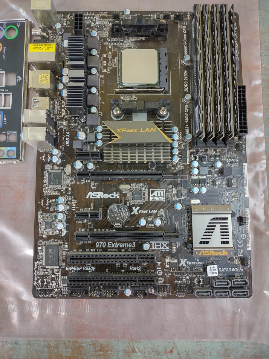 ASRock 970 Extreme3, AM3+USB AMD FX, 16GB CRUCIAL RAM, BACK I/O PLATE  !!!!!!