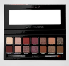 New! Sigma Warm Neutrals Eyeshadow Palette 14 Shades + Dual Ended Brush