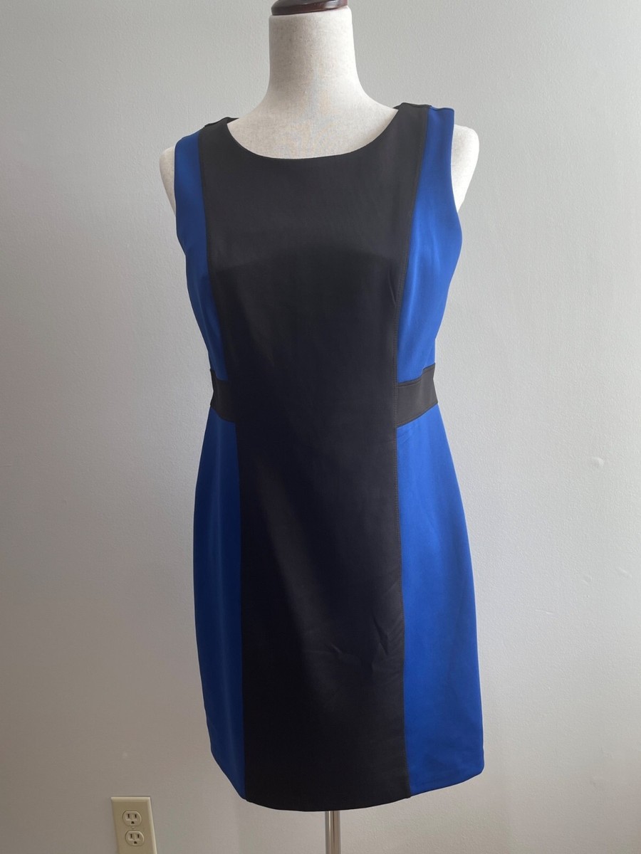 blue black colorblock dress Calvin Klein Blue Black Colorblock Sheath Dress NEW 4