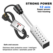   2500W Electric Immersion Water Heater Bucket Heater w/ Thermostat Auto Shutoff
