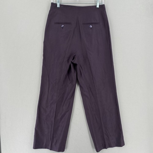 J Peterman Silk Pleated Wide Leg Trouser Pant Womens Size 6 Purple Twill - Picture 11 of 15