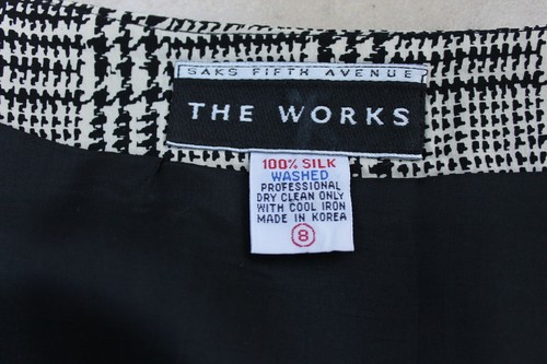 THE WORKS WOMEN'S PLAID SILK WRAP SKIRT SIZE 8 COLOR BLACK/IVORY FULLY LINED - Picture 5 of 5