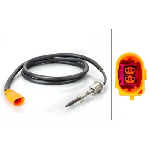 Capteur Température Gaz D'Échappement HELLA - 2 Pôles - Câble 702 Mm - Pour VW Crafter - Réf 014 494-121 - 4
