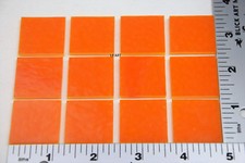 0025.30 -12 PIECES 1" x 1" OPAQUE TANGERINE ORANGE BULLSEYE 3mm GLASS 90 COE