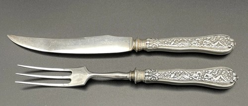 2 pz insolito set di coltelli e forchette da frutta argento sterling Tiffany - Foto 2 di 14