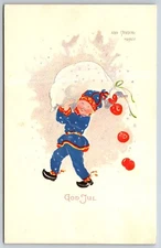Aina Stenberg-Masolle Christmas~Child In Blue Carries Big Bag~Fruit Falls~1922
