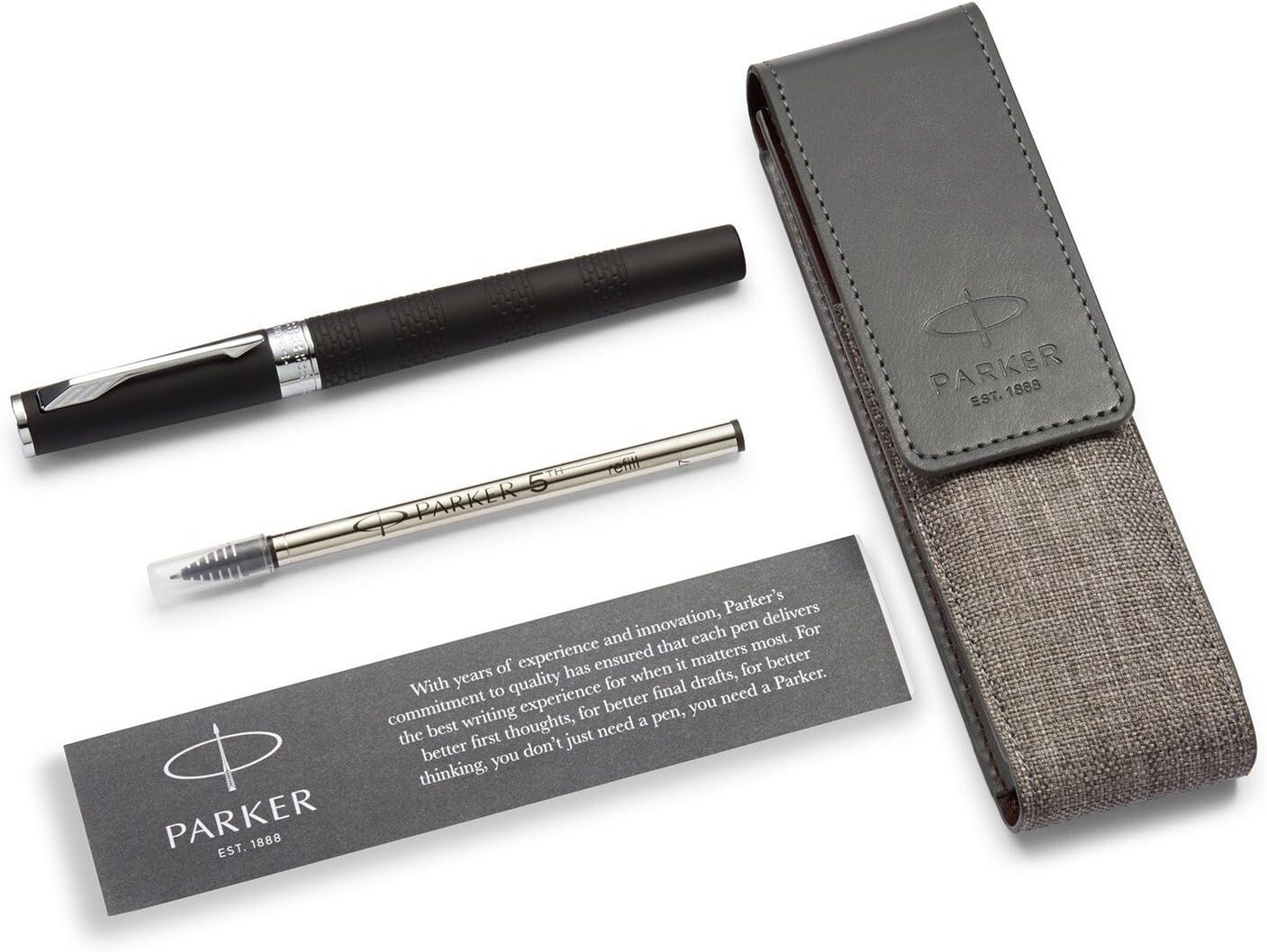 Parker Ingenuity Black Rubber Large 5th Technology Pen & Pouch  In Box 2010770