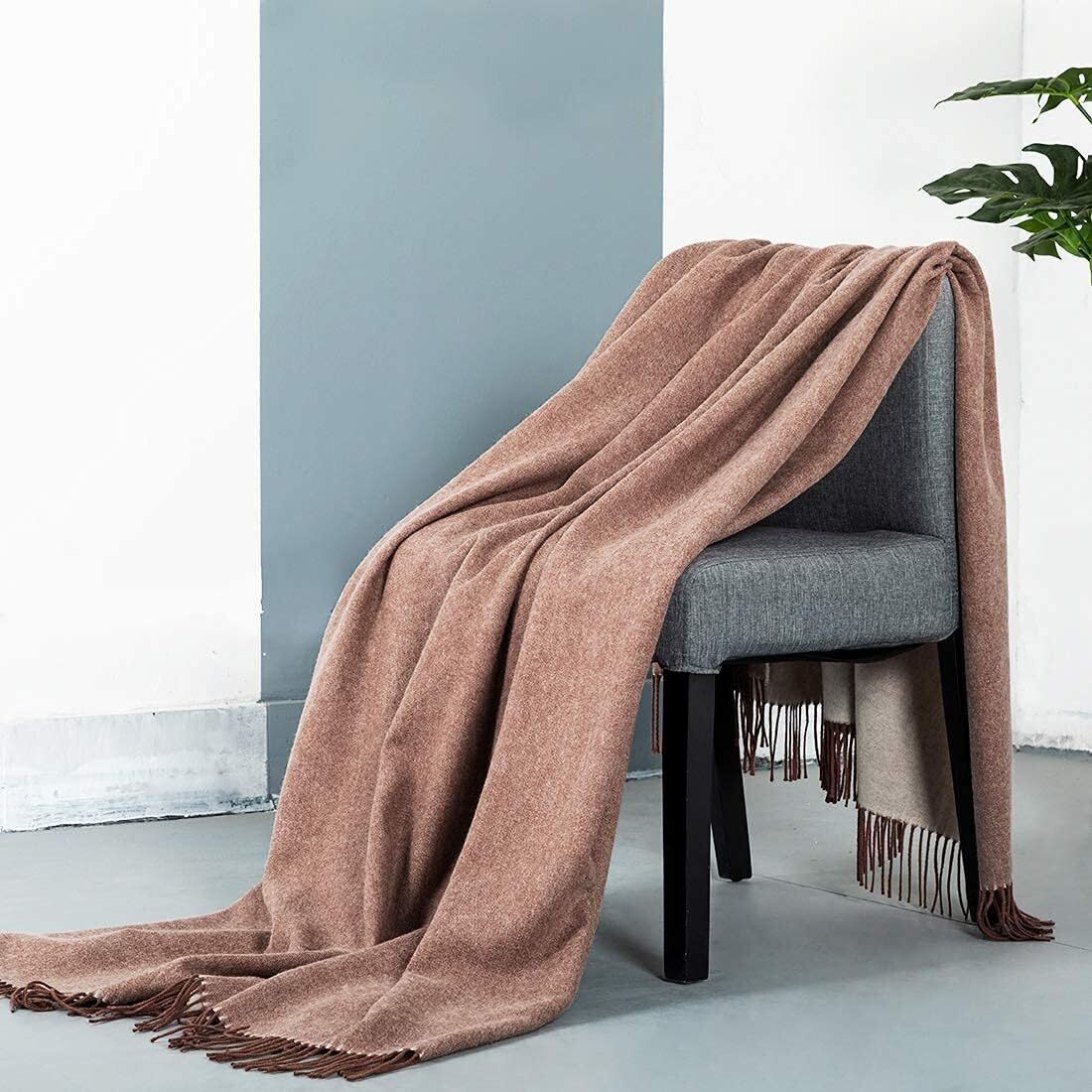 spencer whitney Blanket Throws Wool Throw Blankets Twin, Caramel