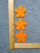 LOT OF 3 ORANGE DAISY FLOWERS IRON ON PATCHES FREE SHIPPING