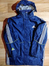 Adidas 90's Vintage Mens Sintepon Coat Nylon Jacket Padded Hooded Soccer Blue
