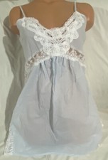 Light Blue With White Sheer Lace Babydoll Nightie Sz M From In Bloom
