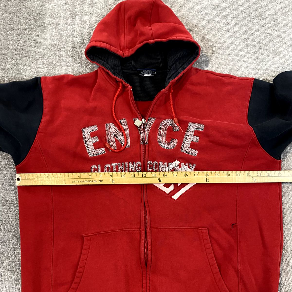 ENYCE Jacket Men Large Red Black Zip Hoodie Full Zip Skate