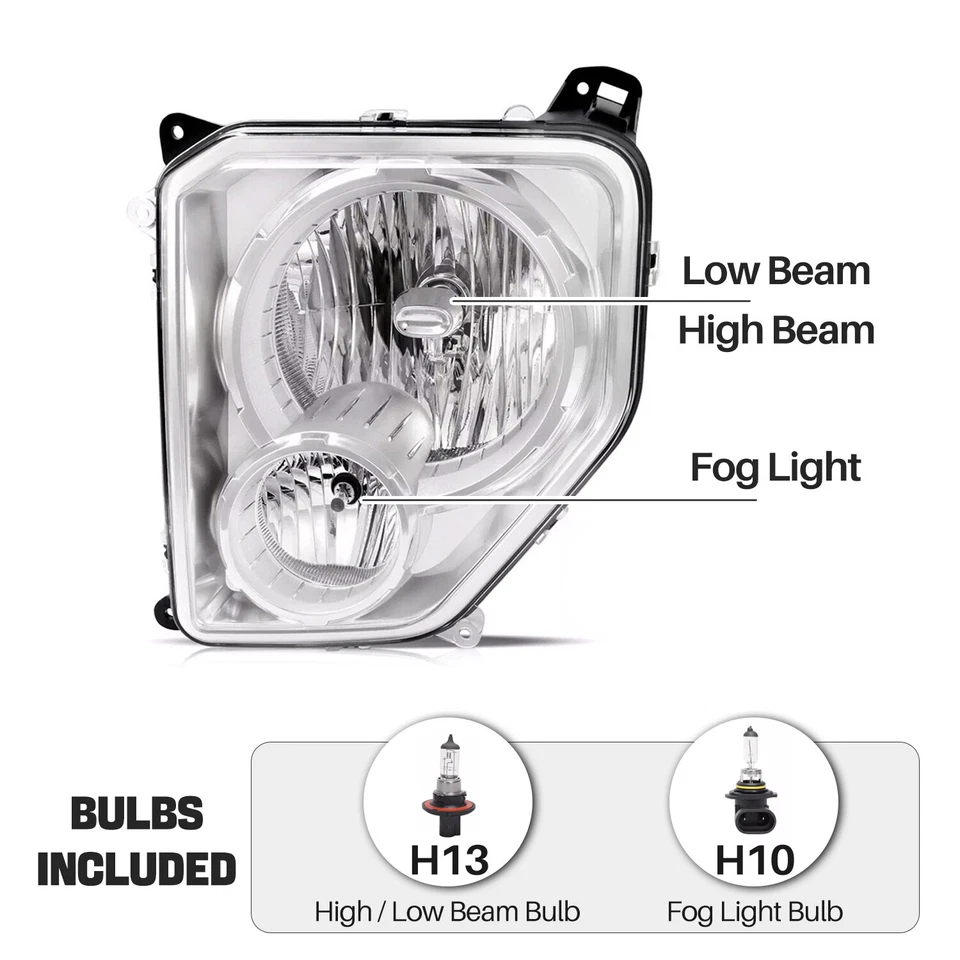 Par de faros juego de luces izquierda y derecha con luces antiniebla para Jeep Liberty 2008-2012 Foto 2 de 4