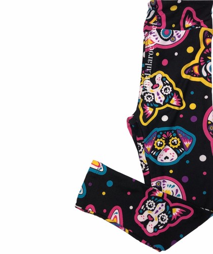 Lularoe Sugar Skull Coco Pets Creepin It Real Leggings Pants S/M Kids 2-7 NEW
