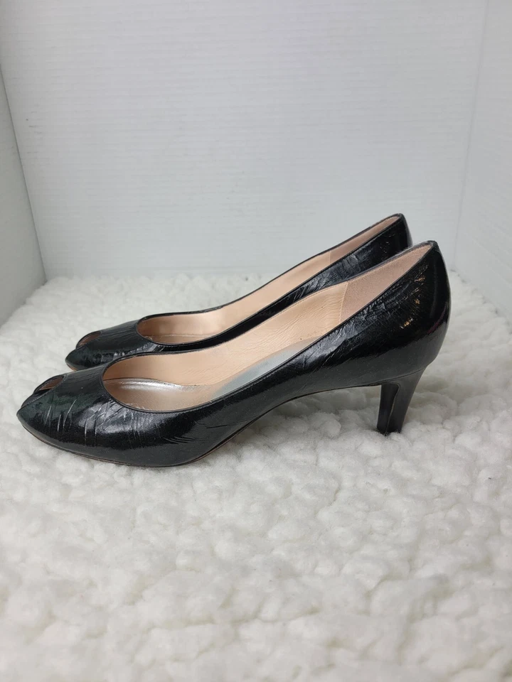Zapatos para mujer Marc by Marc Jacobs lacados talla 8,5 High Hill metálicos negros  Foto 3 de 4