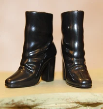 Barbie Black Short Boots Heels Shoes Clothes Fashion Doll Rainboot Slouch Bootie