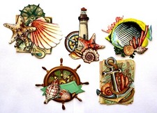 3D Easy Die Cut Card Toppers Lighthouse Fish Sailing 5 Designs Glitter Type 1