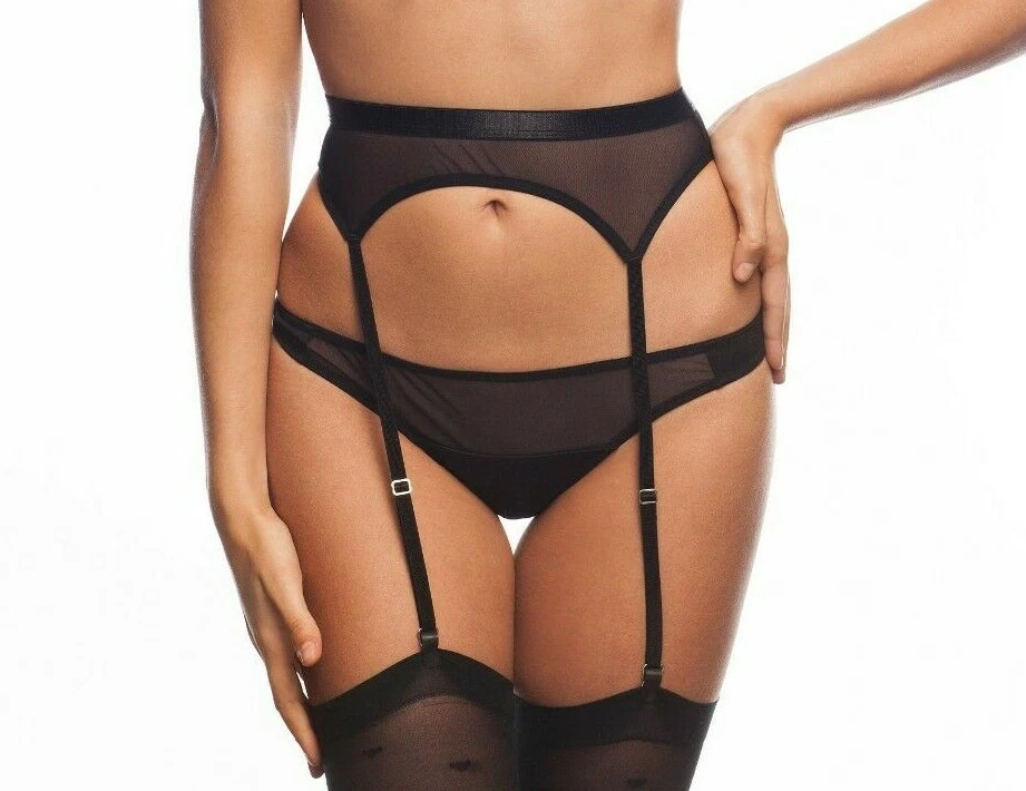 Mesh sexy garter belt for stockings Sheer black suspender eBay