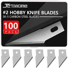 Jetmore 100 Pack Craft Hobby Blades #2 Craft Knife Blades Refill Hobby Knife