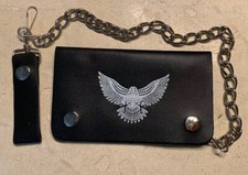 BLACK - Real Cowhide Leather Trucker Biker Chain Wallet