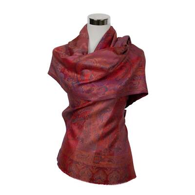 Schal 100% Seide silk soie scarf seta écharpe Sciarpa Paisley Mehrfarbig Rot 