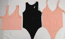 Colsie Women Seamless Bodysuit's And Top Set 3 Pieces Size XL Spandex Pink/Black