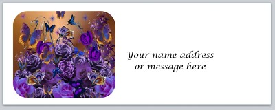 Personalized Address labels Purple Butterflies & Flowers (BO 838)