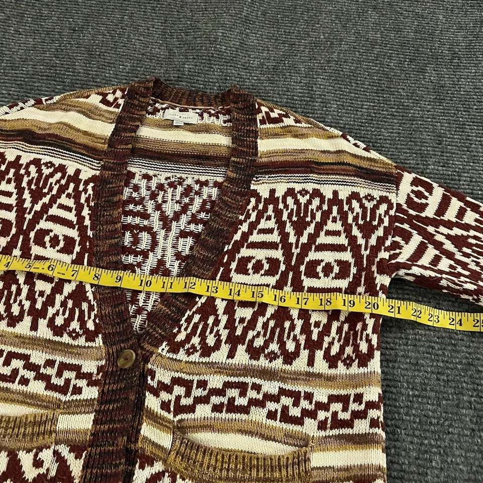 Lucky кардиган свитер женщин средний красный Aztec богемное кнопка спереди длинным рукавом - Изображение 4 из 4