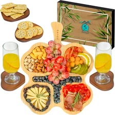 Charcuterie Boards - Coasters Set of 4 - Cheese Board Set - Bamboo Charcuterie