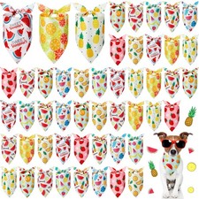 Dog Bandanas Fruit Pattern 50 PCS Bulk Triangle Bibs Adjustable Pet Scarf