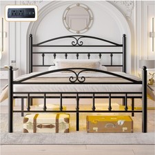 Queen Bed Frame with Headboard,Black Metal Platform Bed Frame Queen Size with...