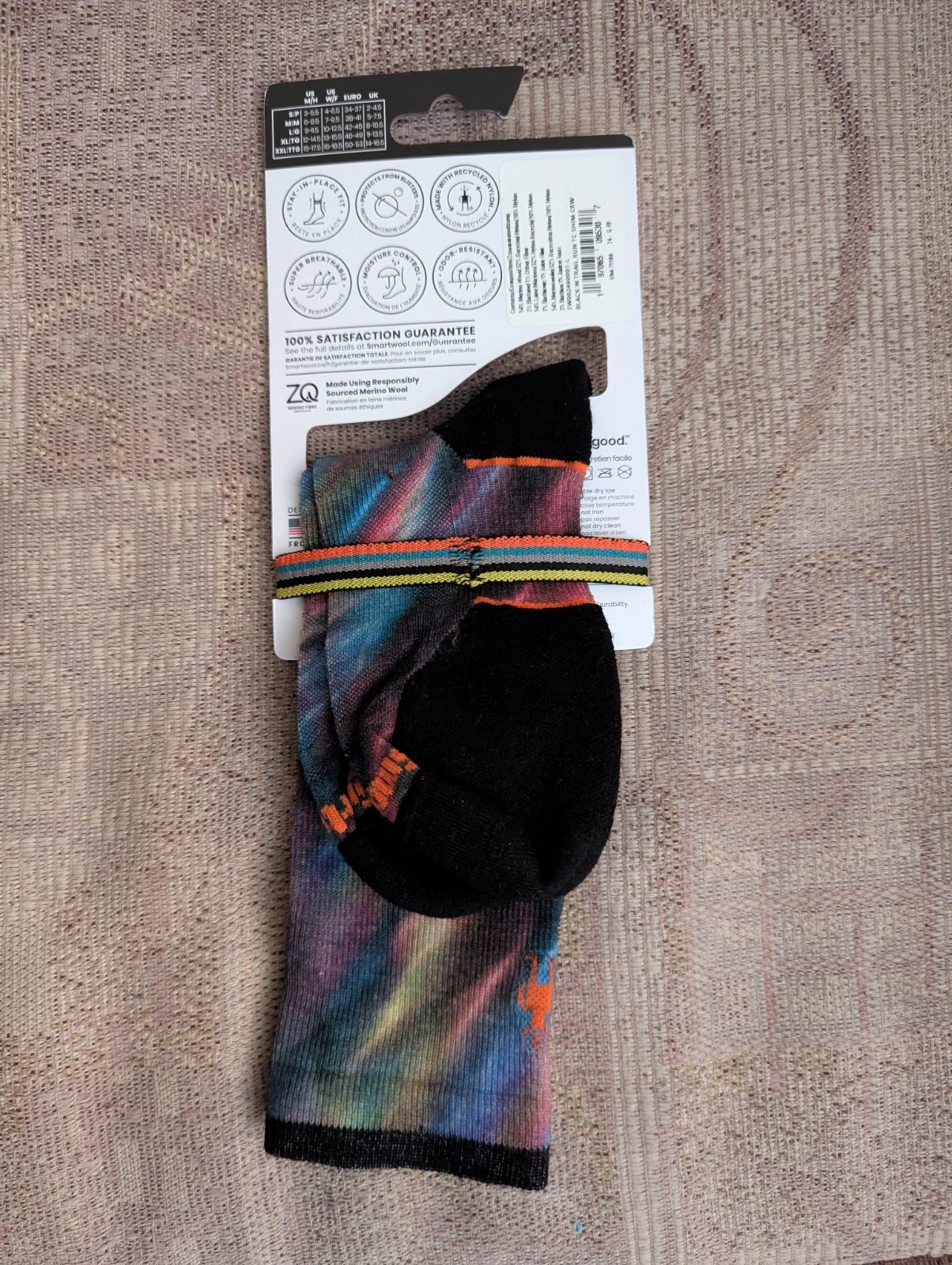 Smartwool Women's Trail Run Crew Height Targeted Cushion Wool Black Socks Large