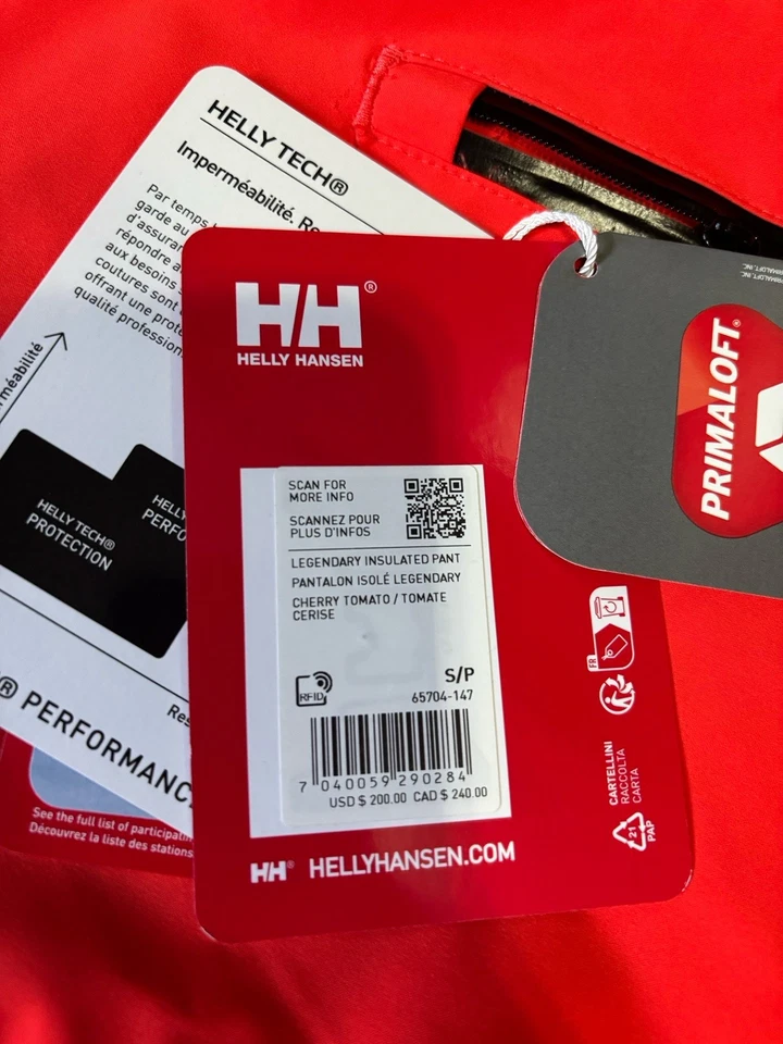 Pantalones de esquí Helly Hansen Legendary aislados para hombre pequeños tomate naranja nieve nuevos con etiquetas Foto 4 de 4