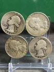 Lot Of 4- 90% silver Washington quarters- Junk Silver- Pre1964 Free Shipping R1